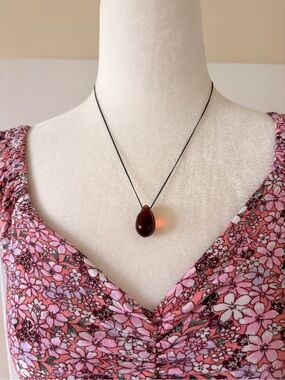 Teardrop Amber Pendant Necklace